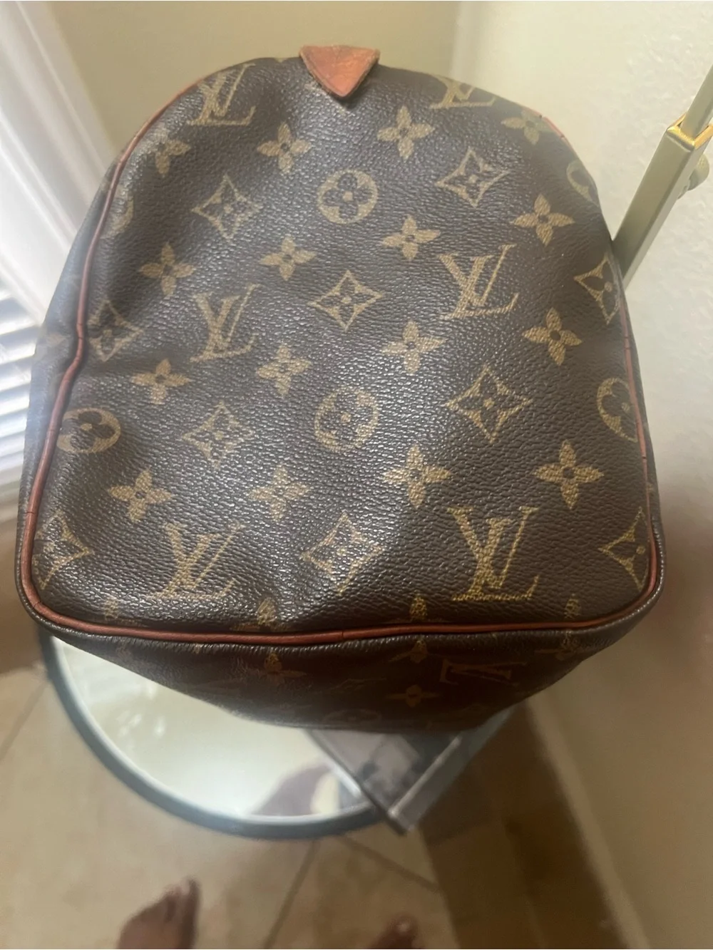 Louis Vuitton Monogram Canvas Satchel with Tan Leather Handles speedy 30